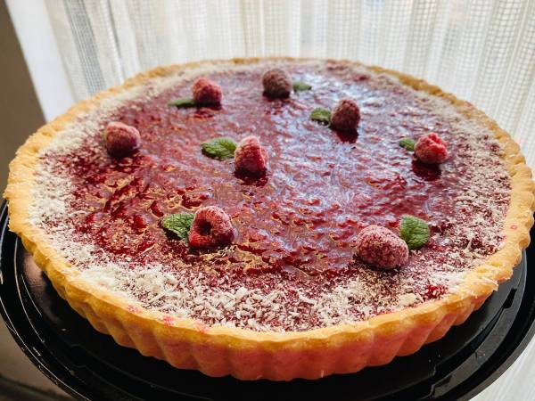 Kuchen de frambuesa o durazno