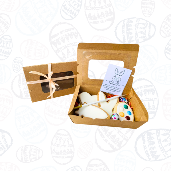Caja 4 galletas para decorar más pincel